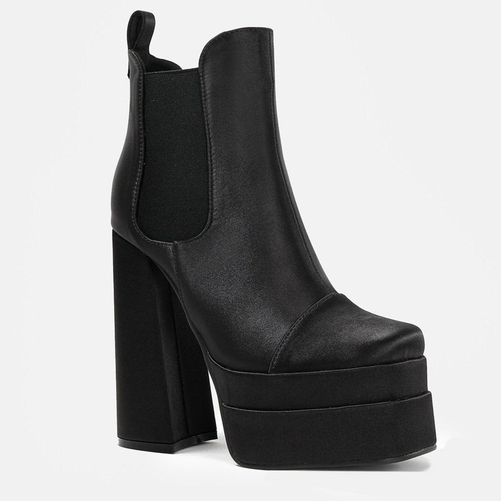 Chunky High Heel Platform Zipper Chelsea Boots Platform Chunky Heeled Ankle Boots