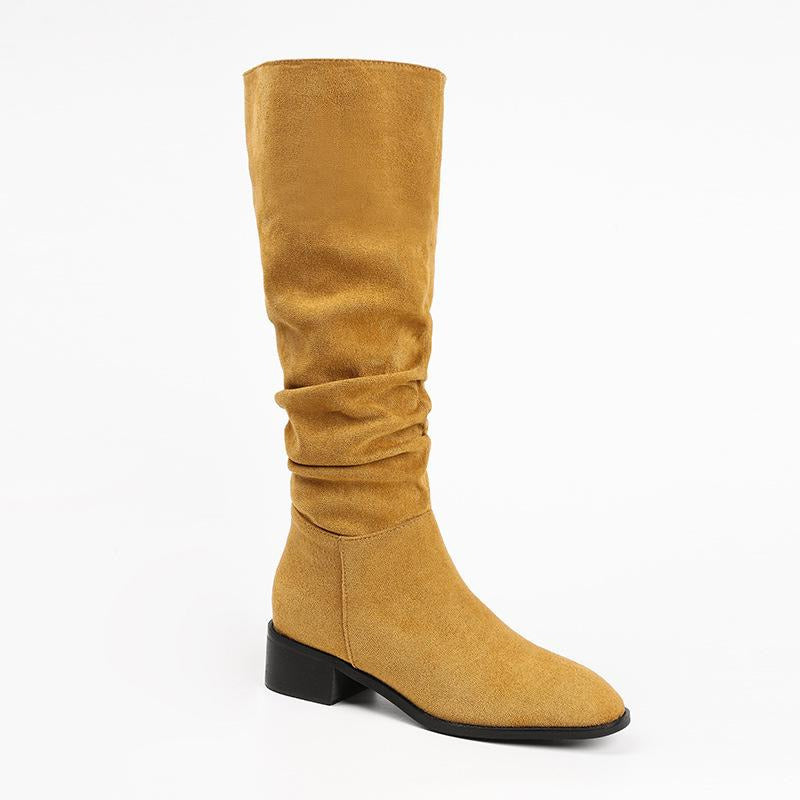 Faux Suede Slip On Western Boots