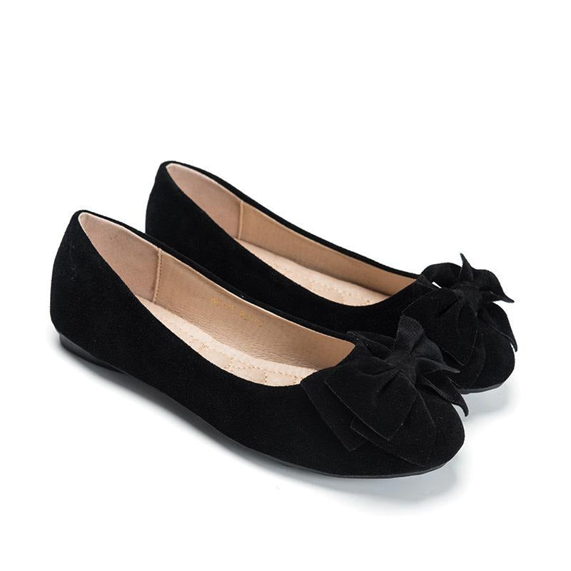 Bow Decor Suede Ballet Flats