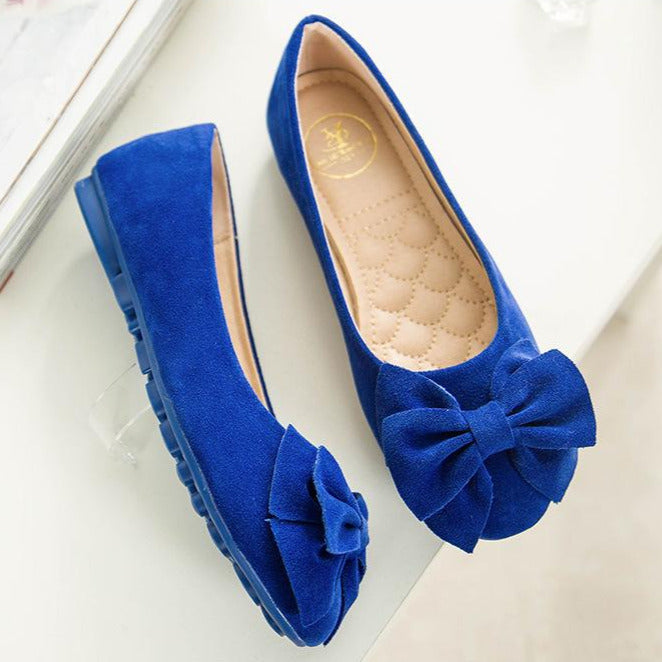 Bow Decor Suede Ballet Flats