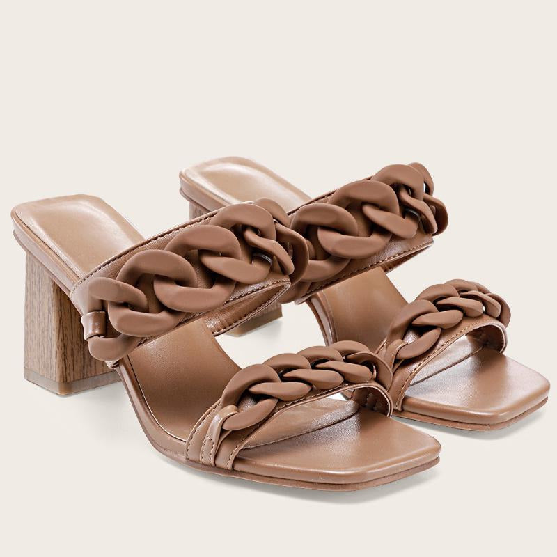 Chunky Square Toe Sandals