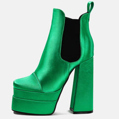 Chunky High Heel Platform Zipper Chelsea Boots Platform Chunky Heeled Ankle Boots