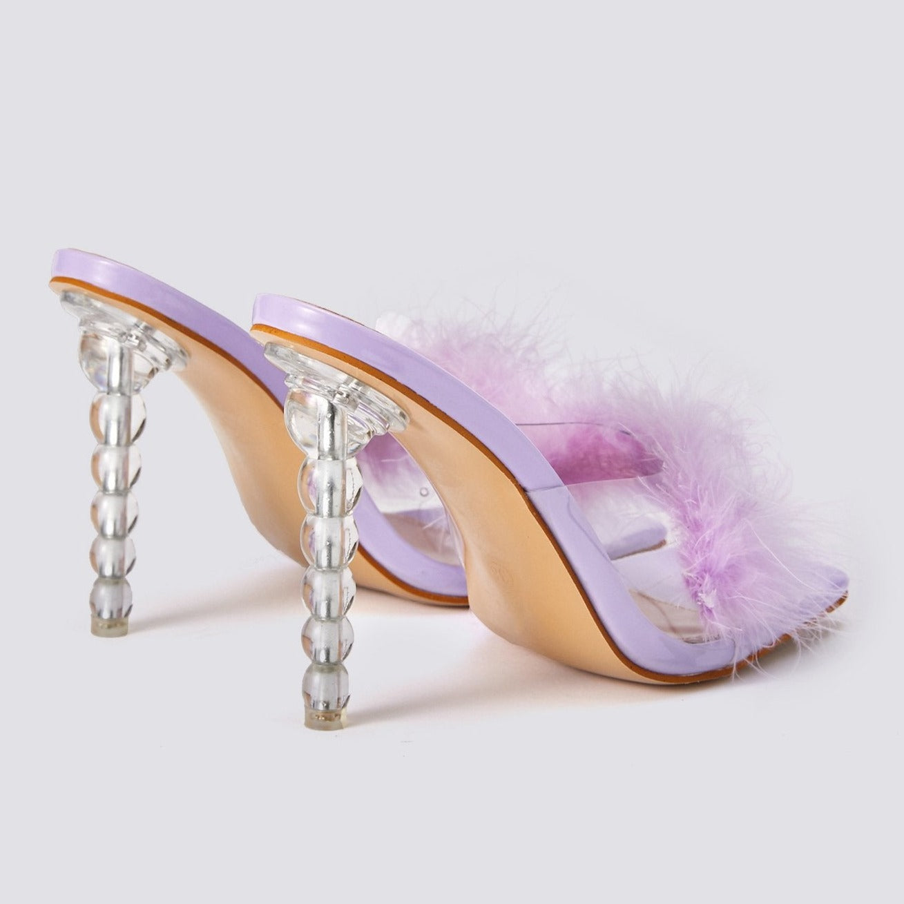 Fluffy Decor Heel Sandals