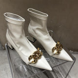 Chains Decorated Pointed Toe Boots
