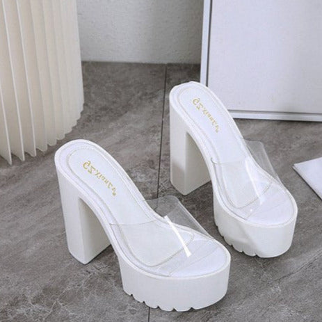 Chunky Waterproof Platform Super High-heeled Transparent Sandals