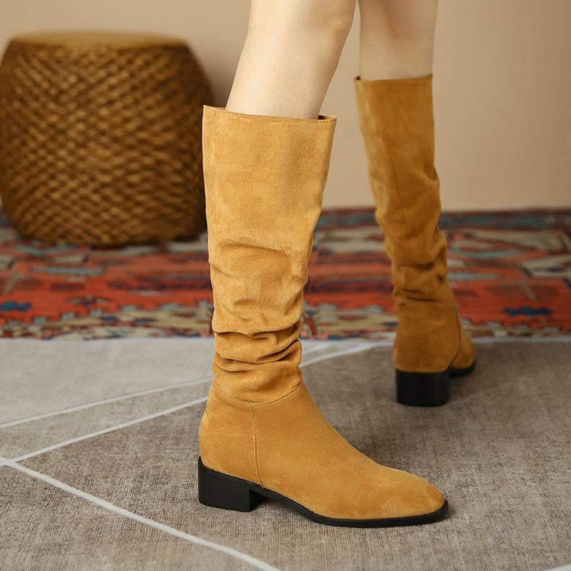 Faux Suede Slip On Western Boots