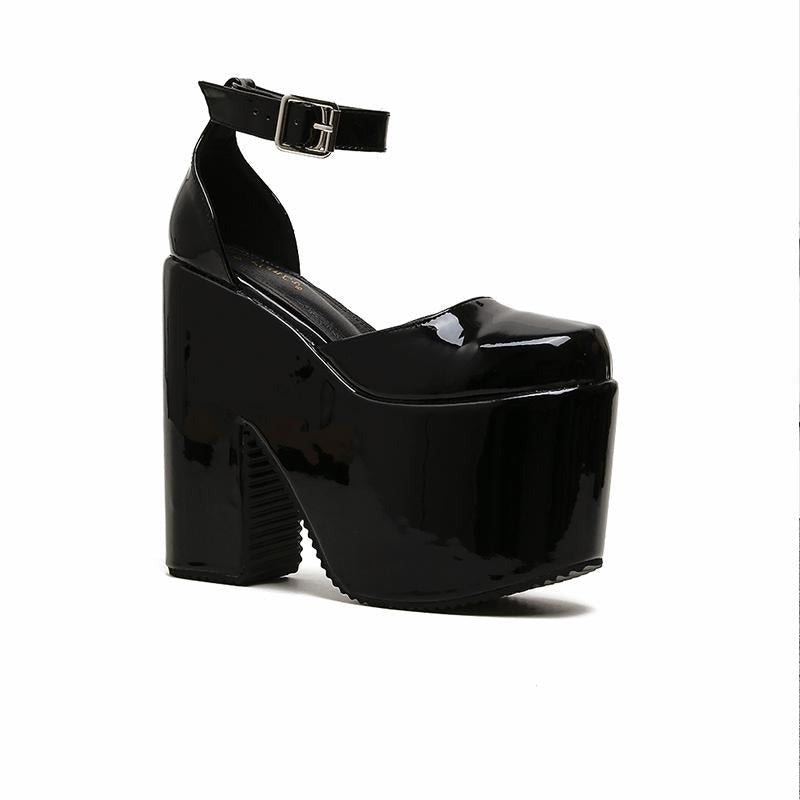 Halloween Super High Waterproof Platform Patent Leather Heels