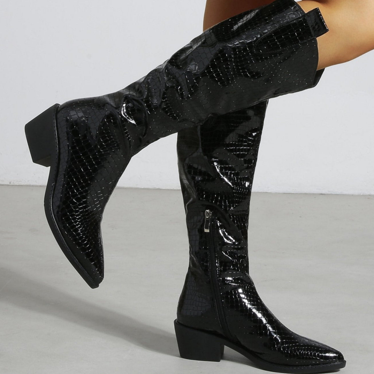 Chunky Heel Pointed Toe Western Boots