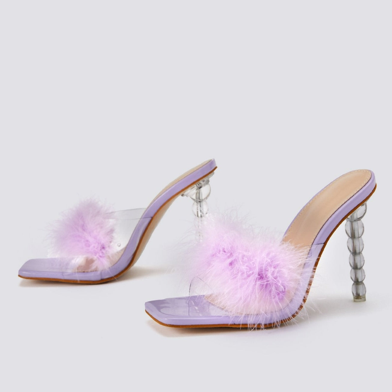 Fluffy Decor Heel Sandals