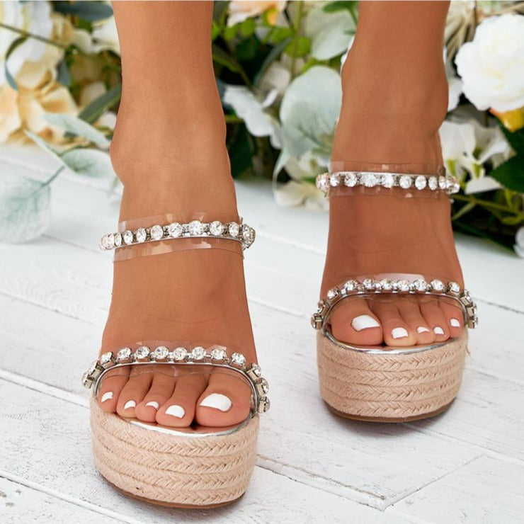 Diamond Wedge Sandals