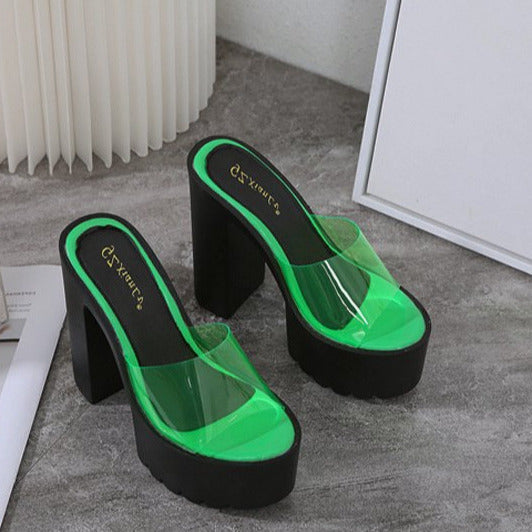 Chunky Waterproof Platform Super High-heeled Transparent Sandals