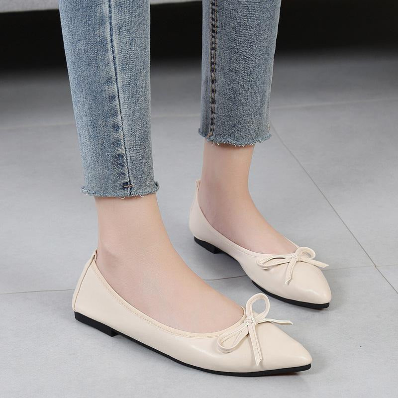 Bow Decor Pointed Toe Ballet Flats