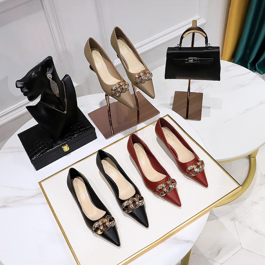 Chain Decor Pyramid Heeled Pumps