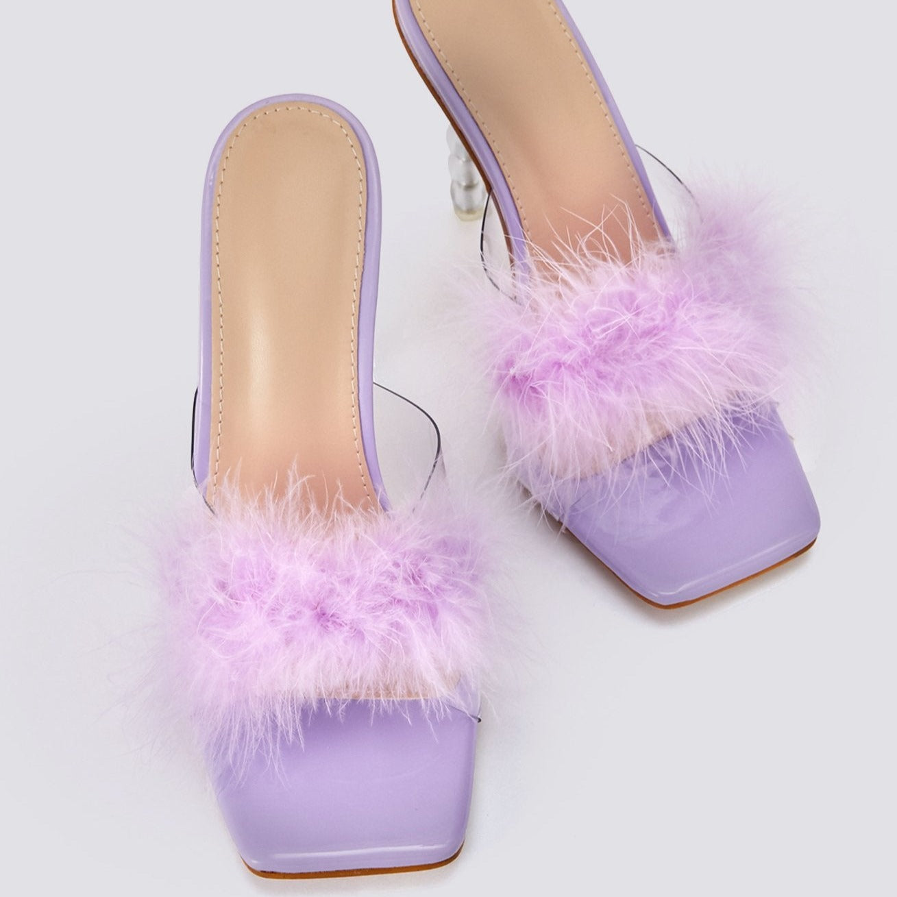 Fluffy Decor Heel Sandals