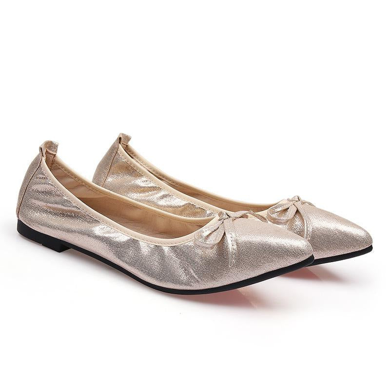 Bow Decor Pointed Toe Ballet Flats