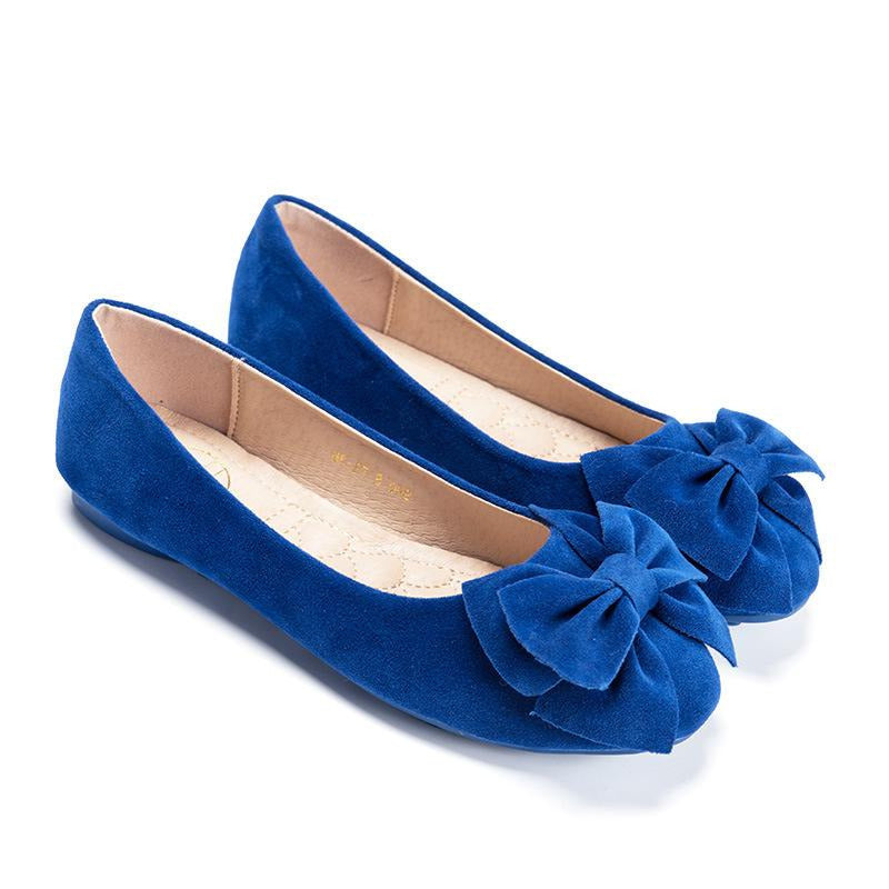 Bow Decor Suede Ballet Flats