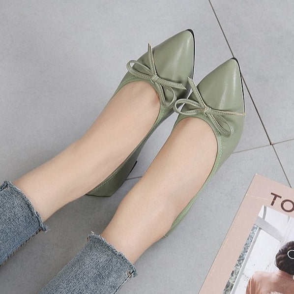 Bow Decor Pointed Toe Ballet Flats