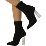 Crystal Thick Heel Boots