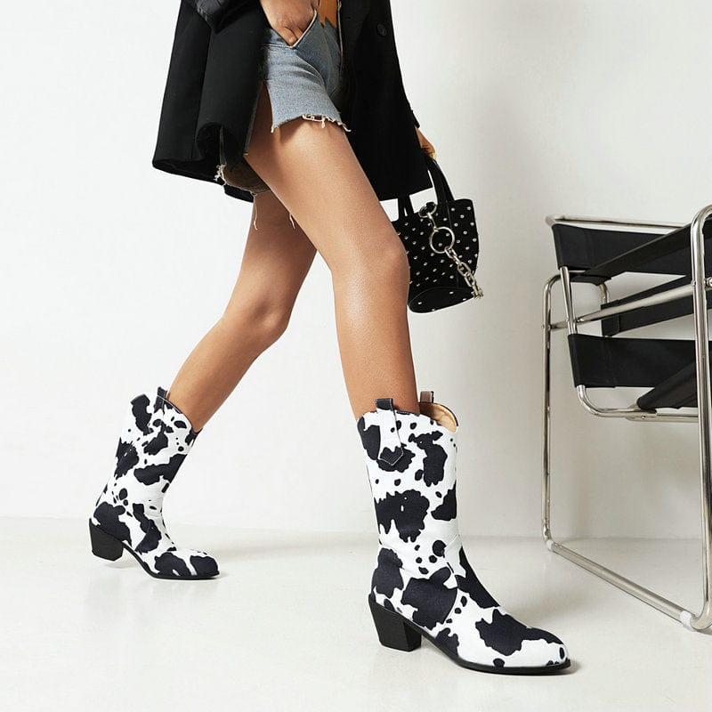 Cool Cow Print Cowboy Boots(Pre-Order)