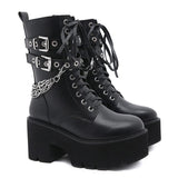 Chain Lace-up Boots