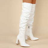 Chunky Heeled Side Zip Slouchy Boots