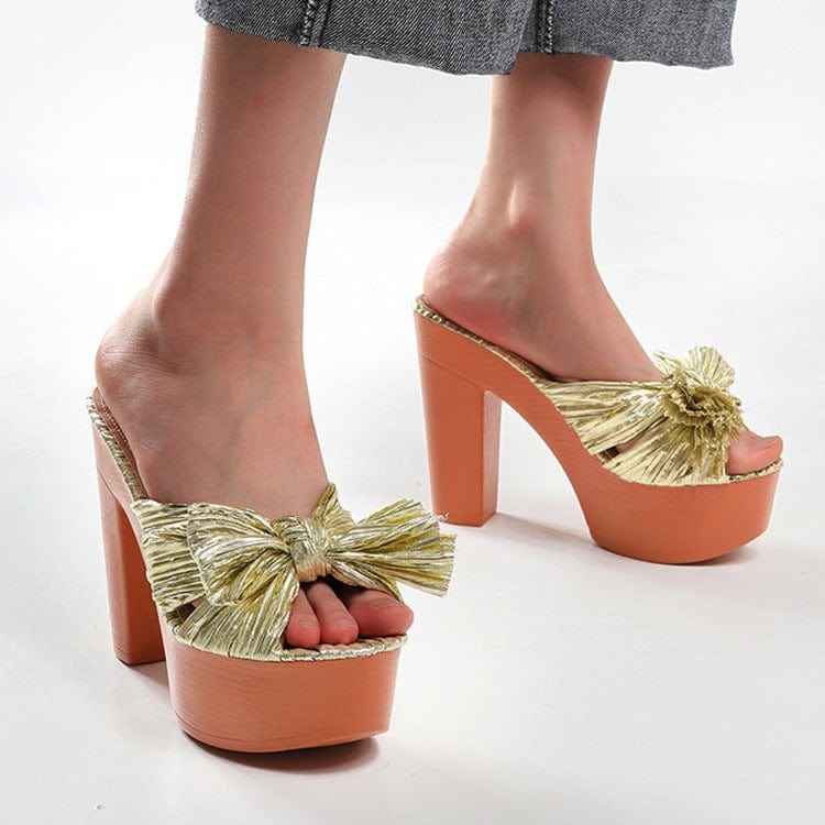 Bow Decor Heeled Sandals