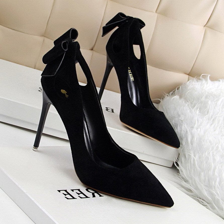 Bow Decor Satin Stiletto Pumps