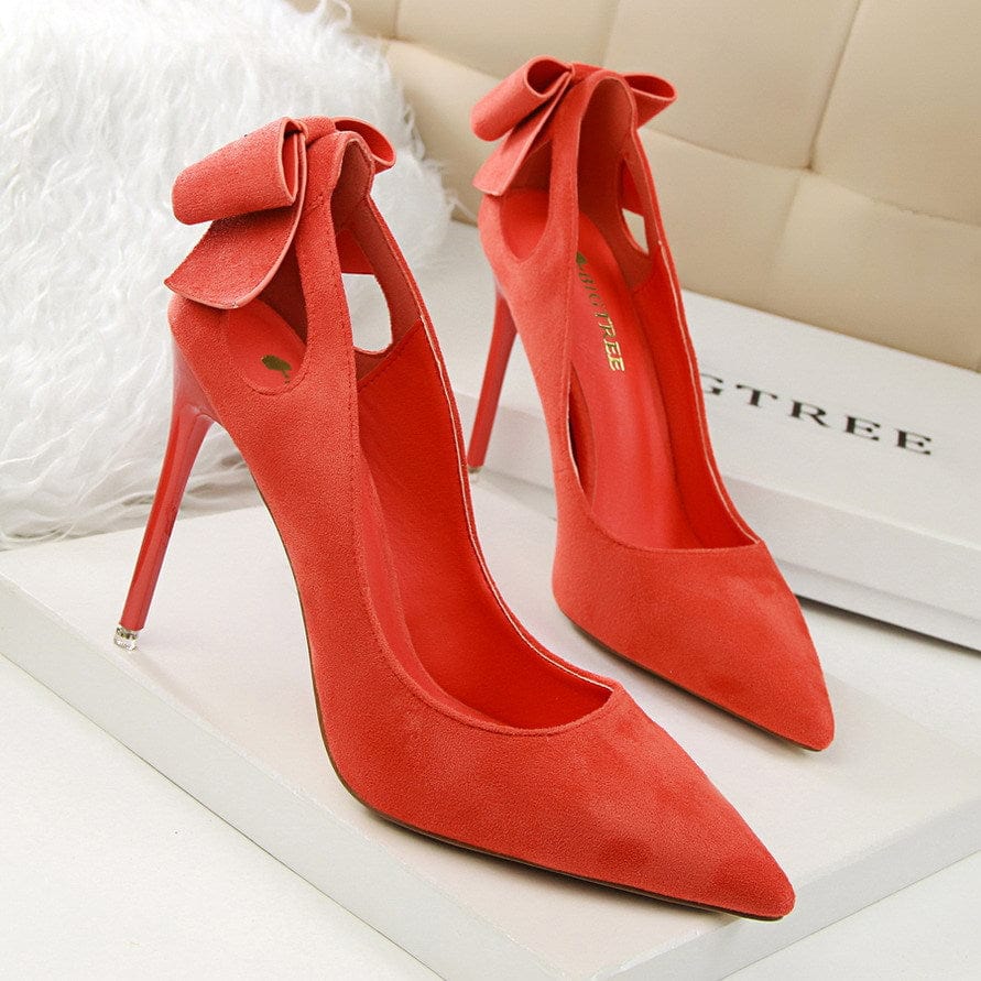 Bow Decor Satin Stiletto Pumps