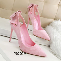 Bow Decor Satin Stiletto Pumps