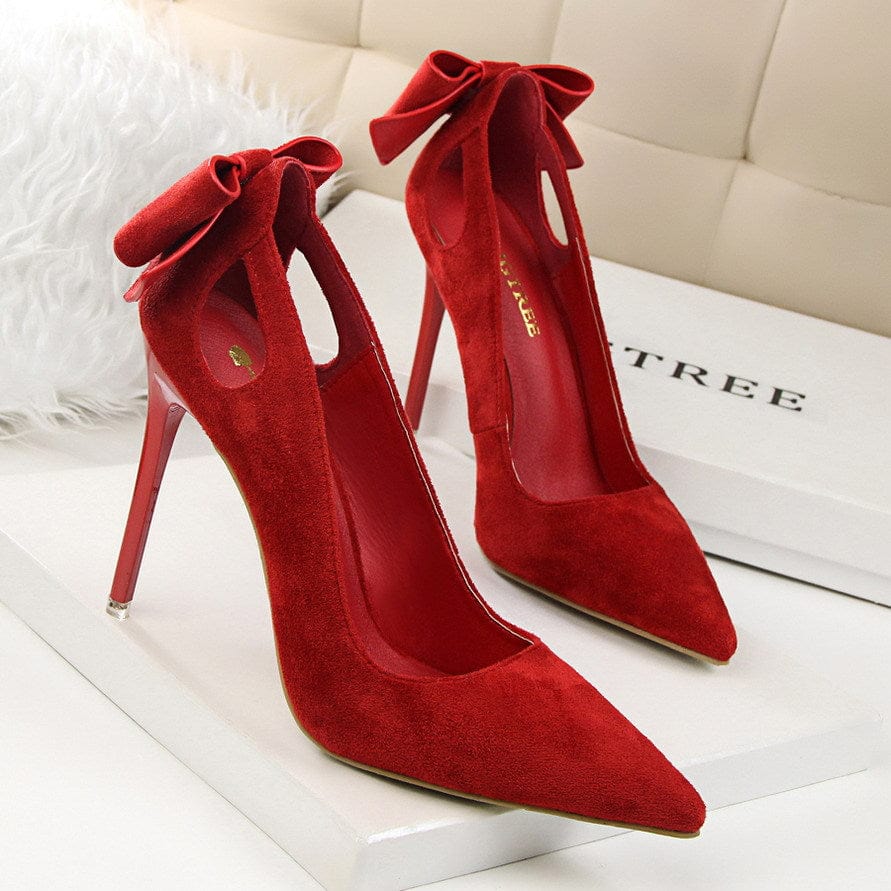 Bow Decor Satin Stiletto Pumps