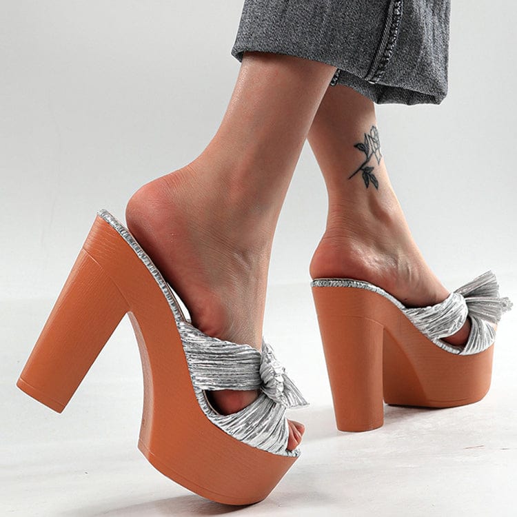 Bow Decor Heeled Sandals