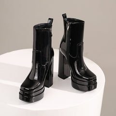 Gema Black Patent Leather Ankle Boots