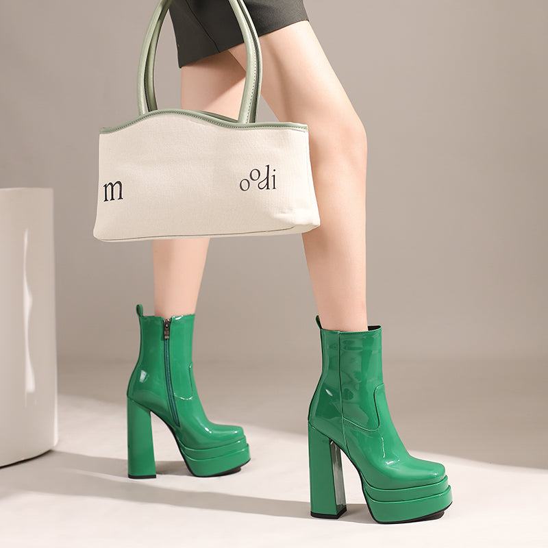 Gema Green Platform Boots