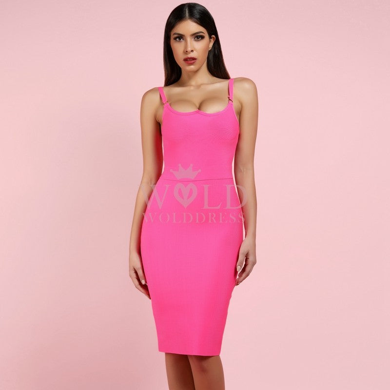 Strappy Sleeveless Midi Bandage Dress