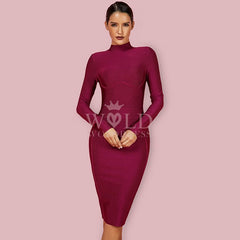 Round Neck Long Sleeve Bandage Dress PFHJ672