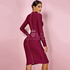 Round Neck Long Sleeve Bandage Dress PFHJ672