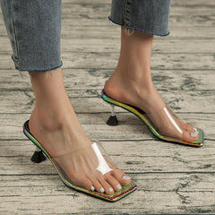 Clear Chunky Heeled Sandals