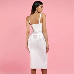 Strappy Sleeveless Slit Mini Bandage Dress