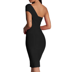 One Shoulder Asymmetrical Over Knee Bandage Dress