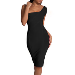 One Shoulder Asymmetrical Over Knee Bandage Dress