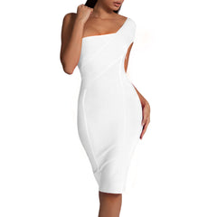 One Shoulder Asymmetrical Over Knee Bandage Dress