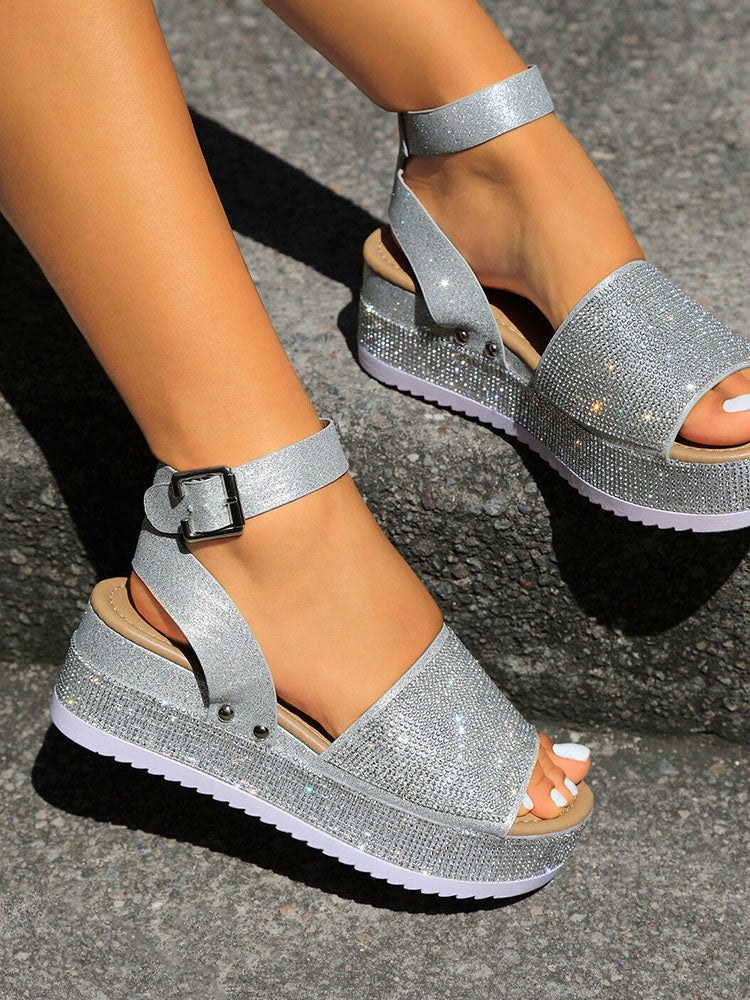 Casual Rhinestone Platform Sandals