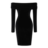 Off Shoulder Long Sleeve Ruched Over Knee Bodycon Dress SP056