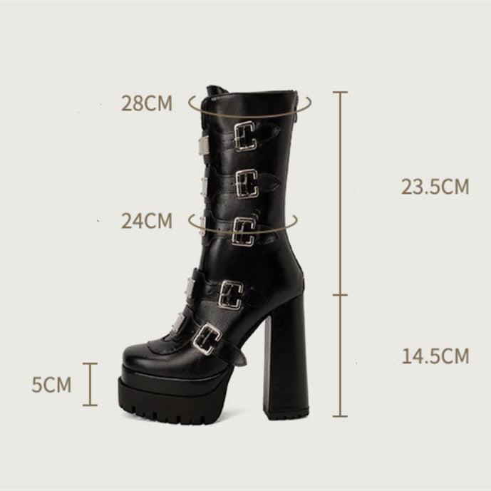 Fae Gothic Platform Boots with Buckles