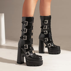 Fae Gothic Platform Boots with Buckles