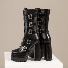 Fae Gothic Platform Boots with Buckles