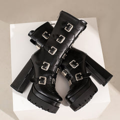 Fae Gothic Platform Boots with Buckles