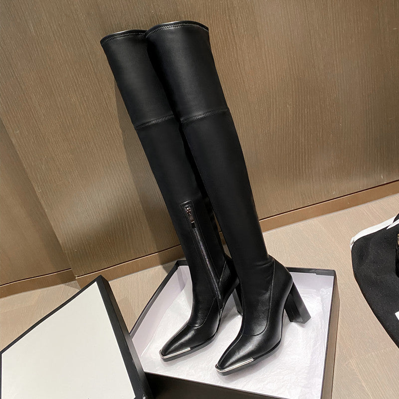 Clarissa Chunky Heel over the Knee Boots