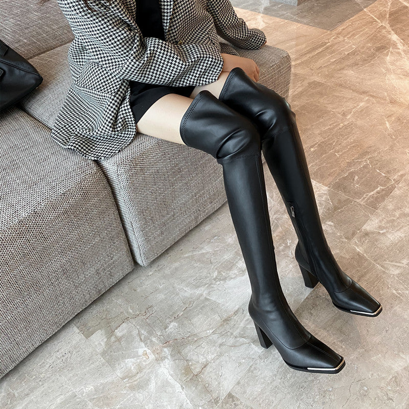 Clarissa Chunky Heel over the Knee Boots