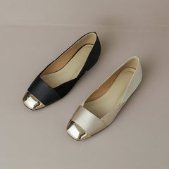 Flynn Cap Toe Black Flats